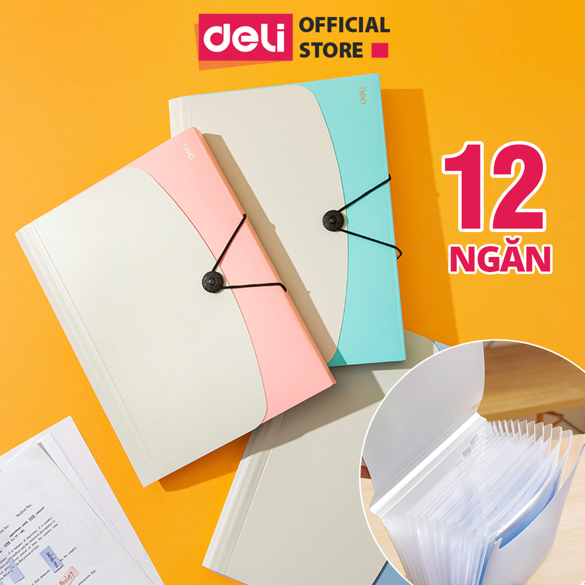 [Sơn Tùng M-TP Collection] Cặp Tài Liệu 12 NGĂN Học Sinh Văn Phòng Deli - Phù Hợp Lưu Trữ Tài Liệu Chứng Từ - CF555