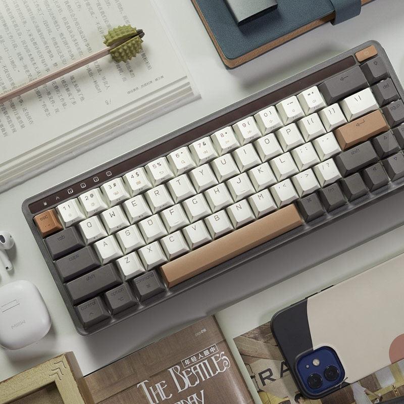 Ưu đãi đặc biệt Bàn phím nghệ thuật Xiaomi Youpin Miwu ba chế độ cơ học bluetooth không dây trục màu vàng pin lithium đèn nền màu 68 áp dụng