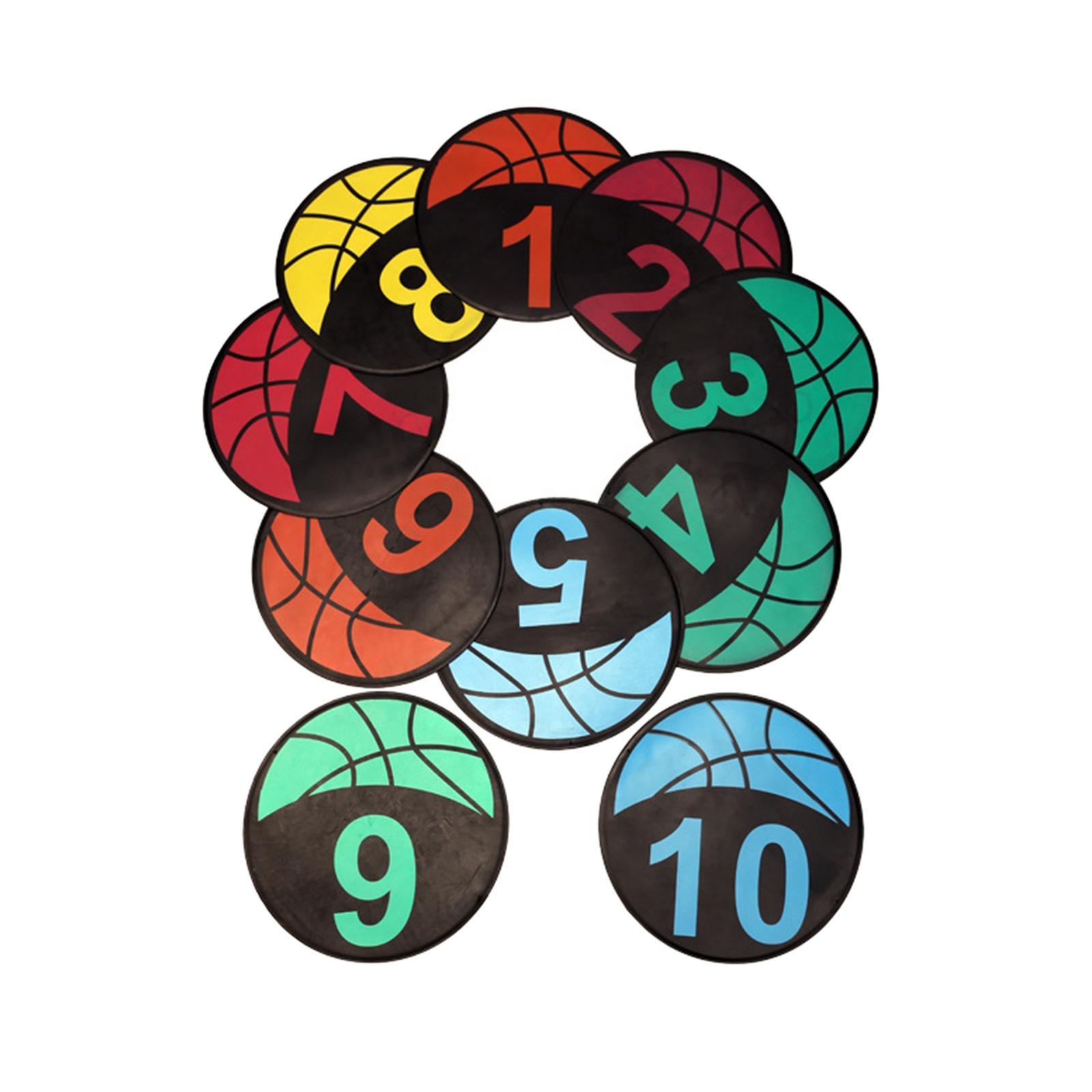 10Pcs Basketball Spot Markers Flat Disc Markers Gym Floor Anti Slip Footstep Mat Skill Training Mat Trainer Aid for Classroom Drills Soccer Sports