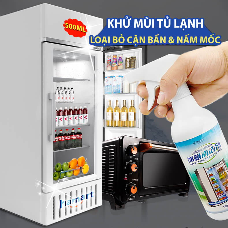 Xịt Khử Mùi Vệ Sinh Tủ Lạnh Chai 500ml Xịt Tạo Bọt Làm Thơm Sạch Tủ Đông Hiệu Quả Tiện Lợi