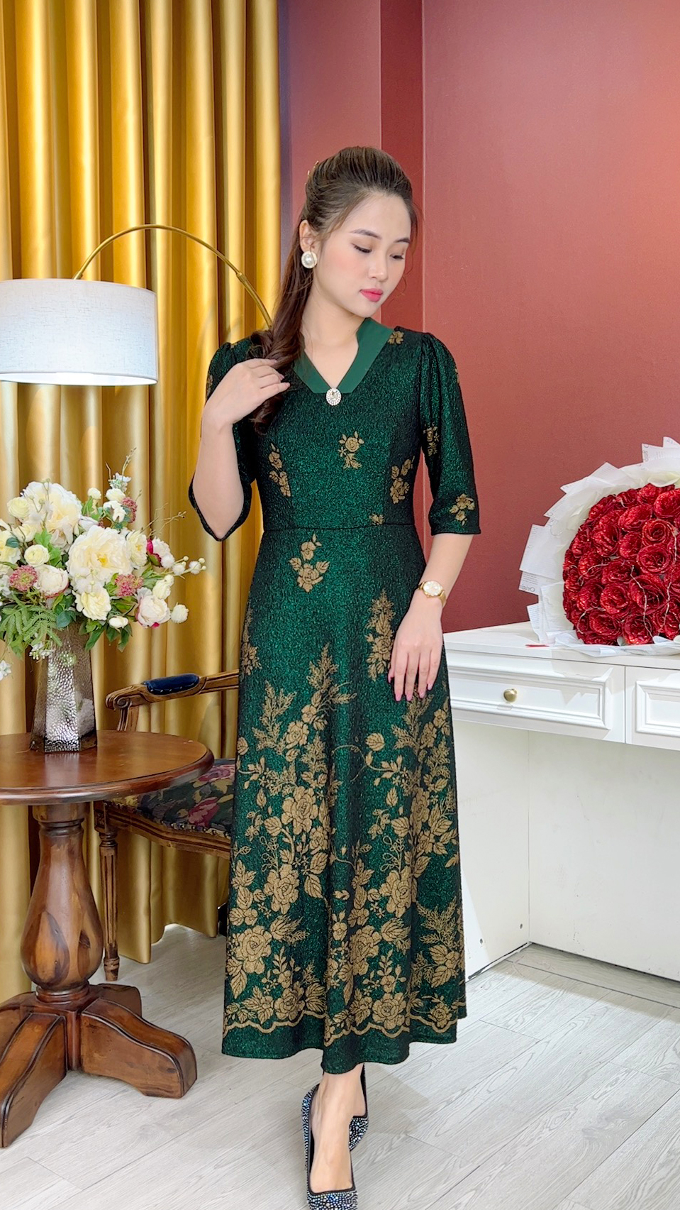 Đầm Trung Niên [ Linh Trà ] (TM 1059) Trẻ Trung Thiết Kế Trang Nhã Thanh Lịch Bigsize Đi Làm Đi Tiệc Cho Bà Cho Mẹ U50