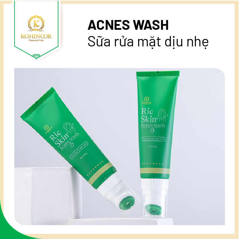 Sữa rửa mặt Ric Skin Acnes Wash 100g Làm sạch da/ Ngăn ngừa mụn/ hạn chế nhờn/ mờ thâm mụn