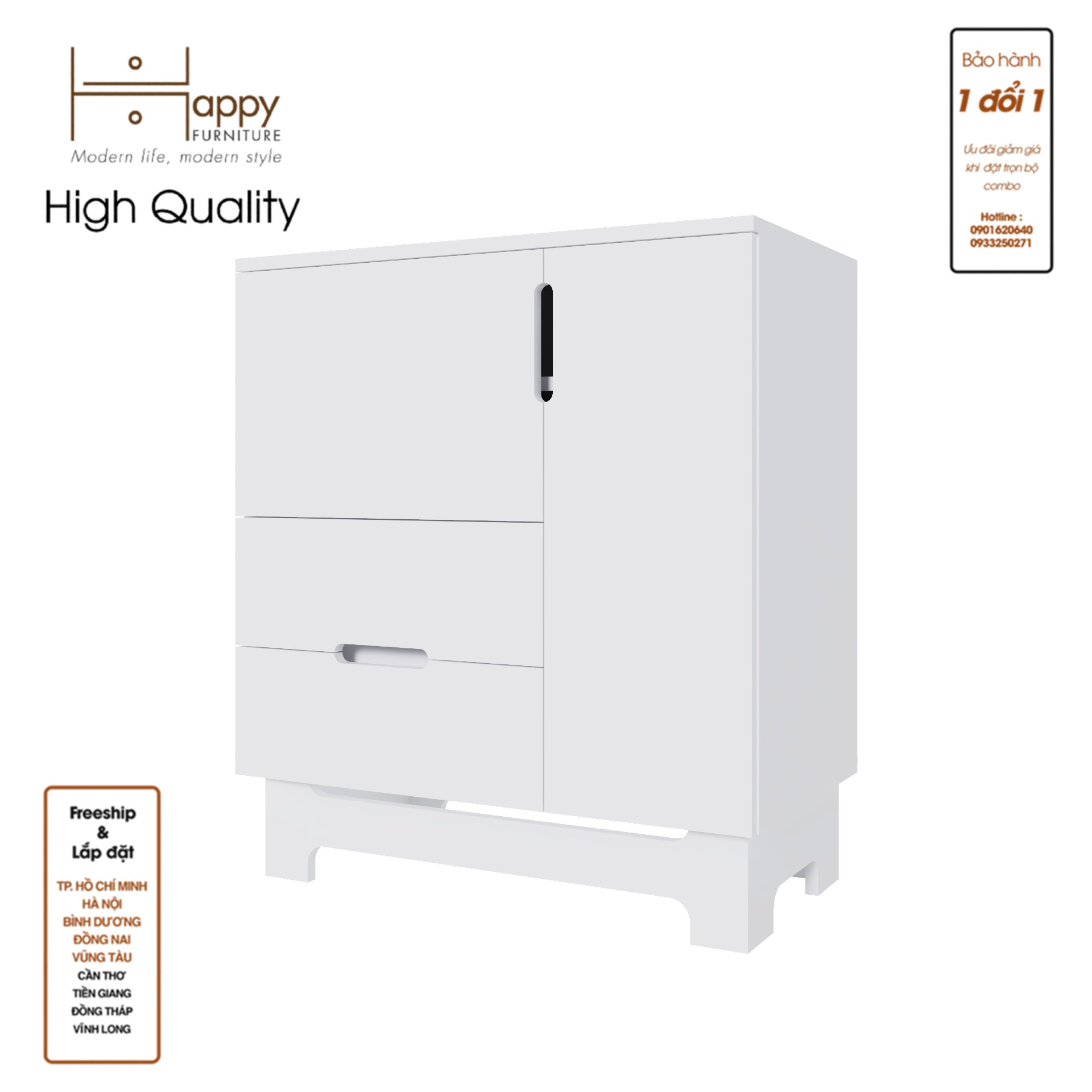 [Happy Home Furniture] MOLLY, Tủ lưu trữ 2 cánh mở - 2 ngăn kéo, 72cm x 40cm x 82cm ( DxRxC), TCM_104