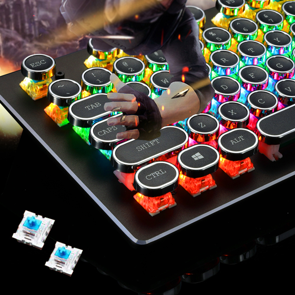 Bàn phím cơ có đèn chiếu sáng 104 phím chơi game được hỗ trợ bởi USB Hoạt động 9 hiệu ứng ánh sáng sống động cho máy tính - Màu trắng