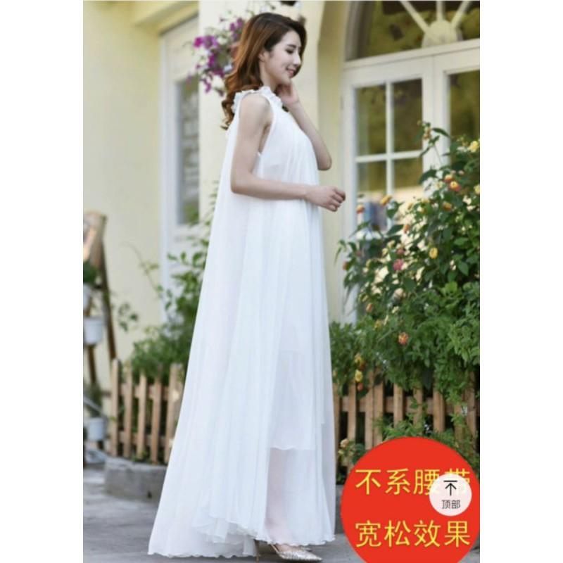 ĐẦM MAXI SUÔNG CỔ YẾM THẮT DÂY EO