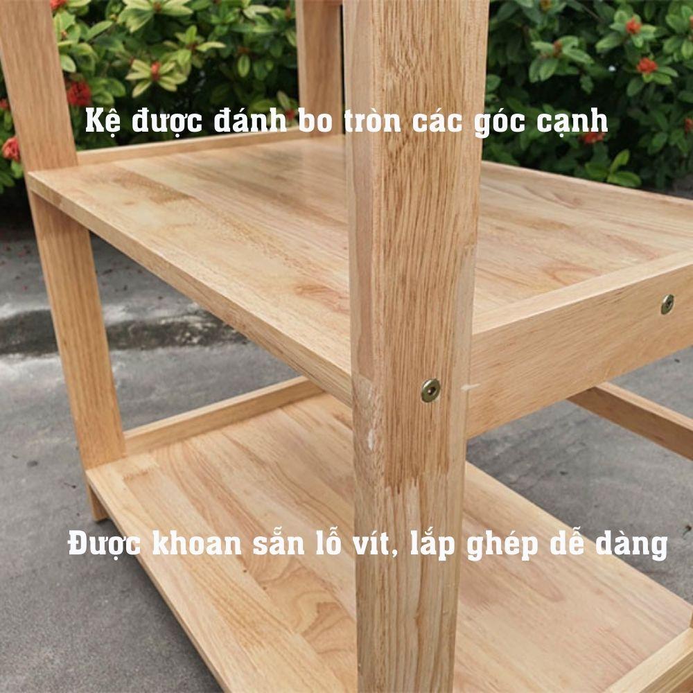 Kệ lò vi sóng 2 tầng 3 tầng 4 tầng cao cấp bằng gỗ cao su Kệ đựng đồ dùng nhà bếp đa năng