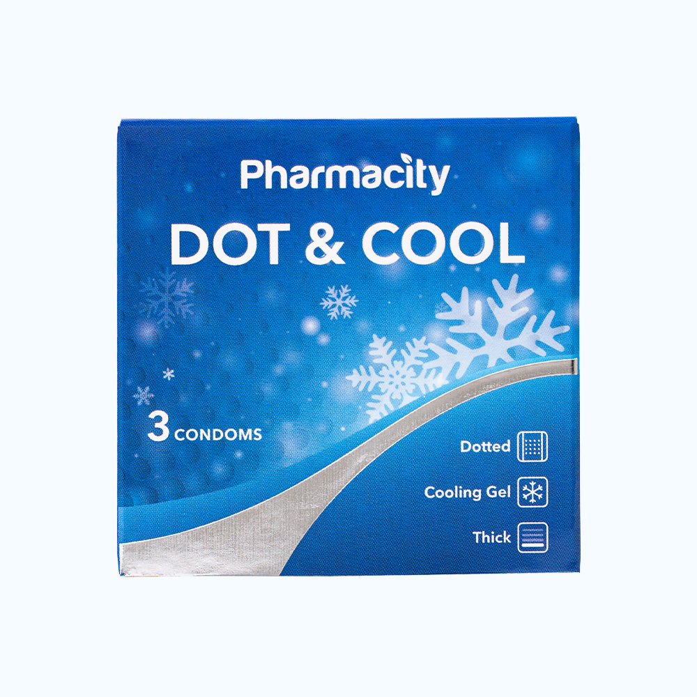 Pharmacity Bao cao su Dot &amp; Cool có gai mát lạnh (3 cái/hộp)
