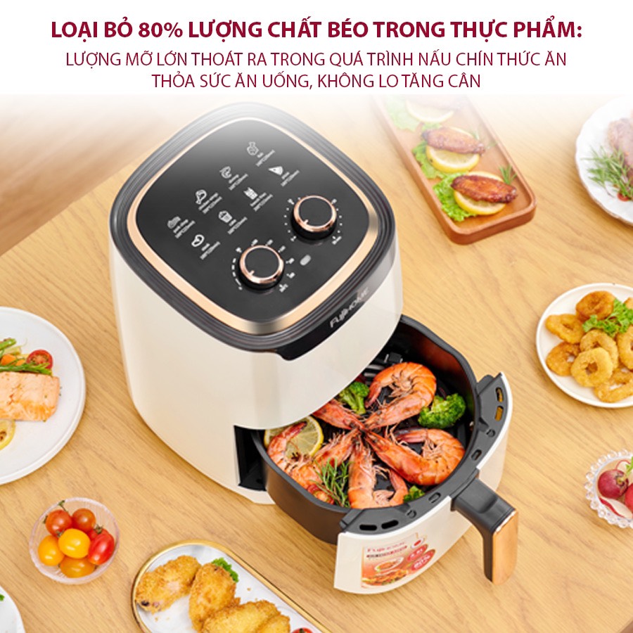 Nồi chiên không dầu 4.5 Lít FujiHome A4EW , nồi chiên cơ  Công suất 1400W - Bảo hành điện tử 18 tháng - Hàng chính hãng