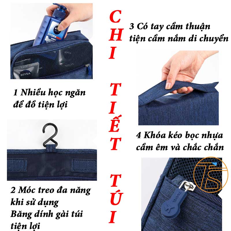 Túi du lịch để đồ cá nhân, mỹ phẩm, đồ trang điểm tiện lợi trong các chuyến đi du lịch, công tác, pinic