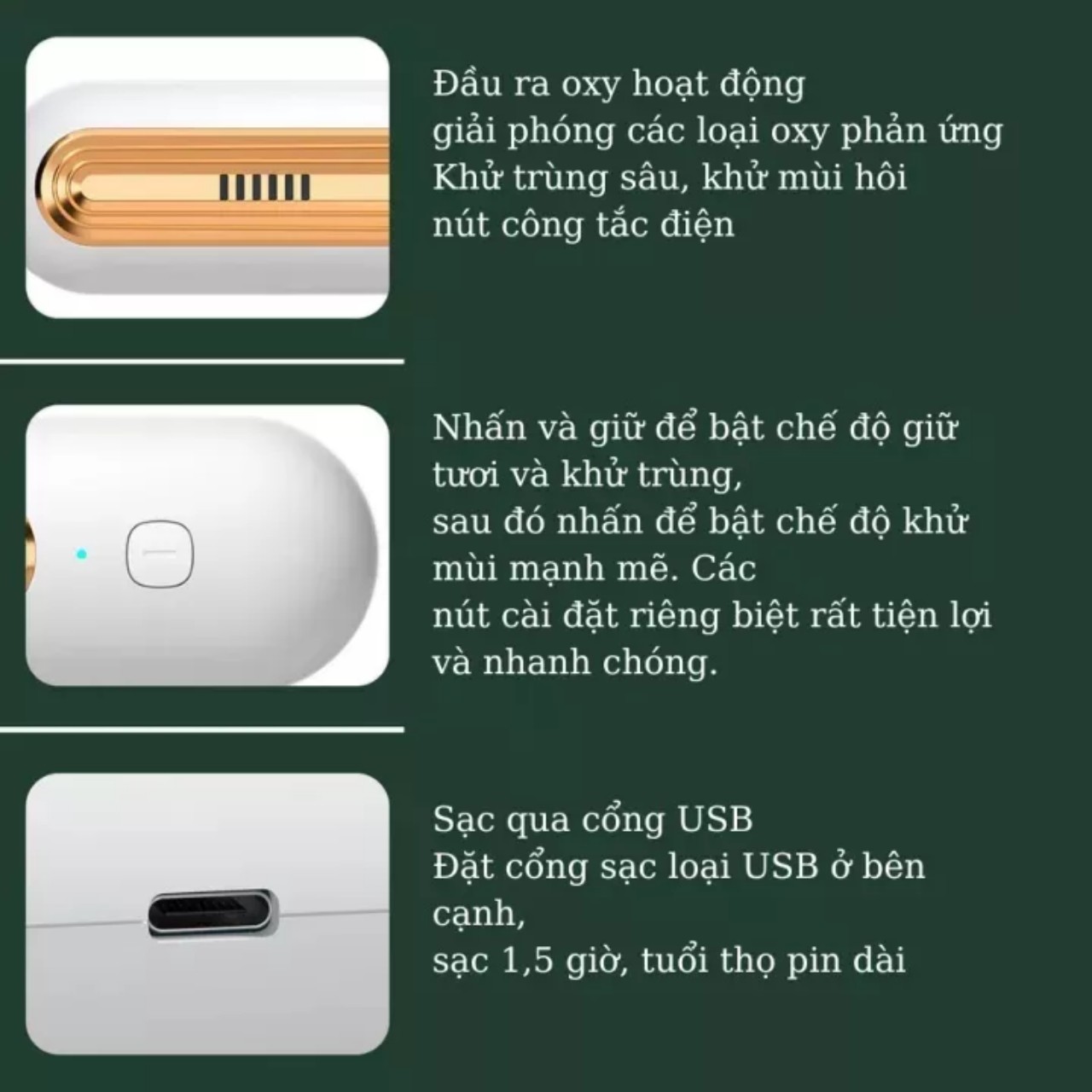 Máy Khử Mùi Tủ Lạnh Máy Lọc Không Khí Mini Diệt Khuẩn Tủ Lạnh Tích Hợp Công Nghệ Ozone Sản Phẩm Cho Gia Đình