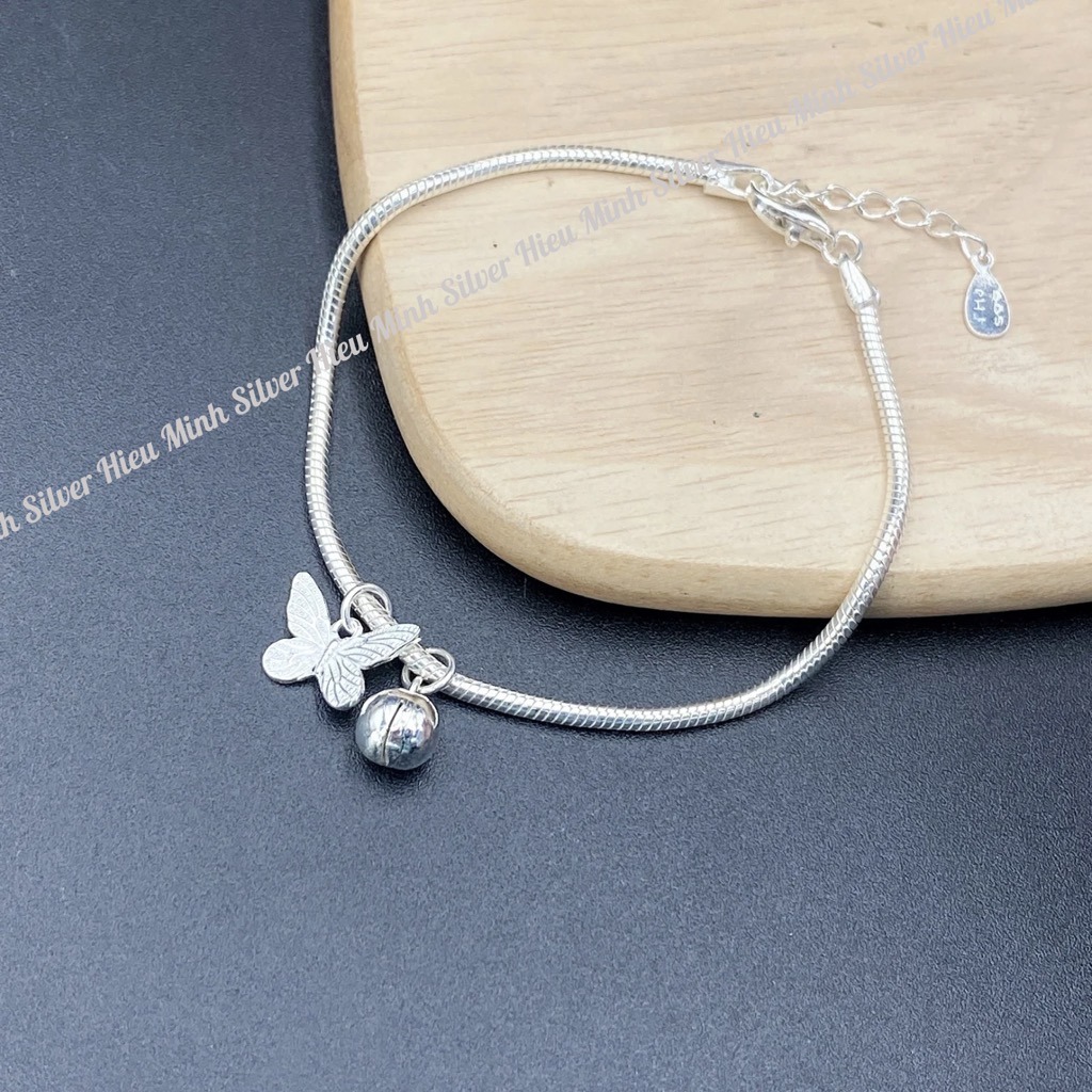 Lắc Tay Nữ Bạc Ta Nguyên Chất S99 Dây Mì Mix Charm Chính Hãng BẠC HIỂU MINH LTU615