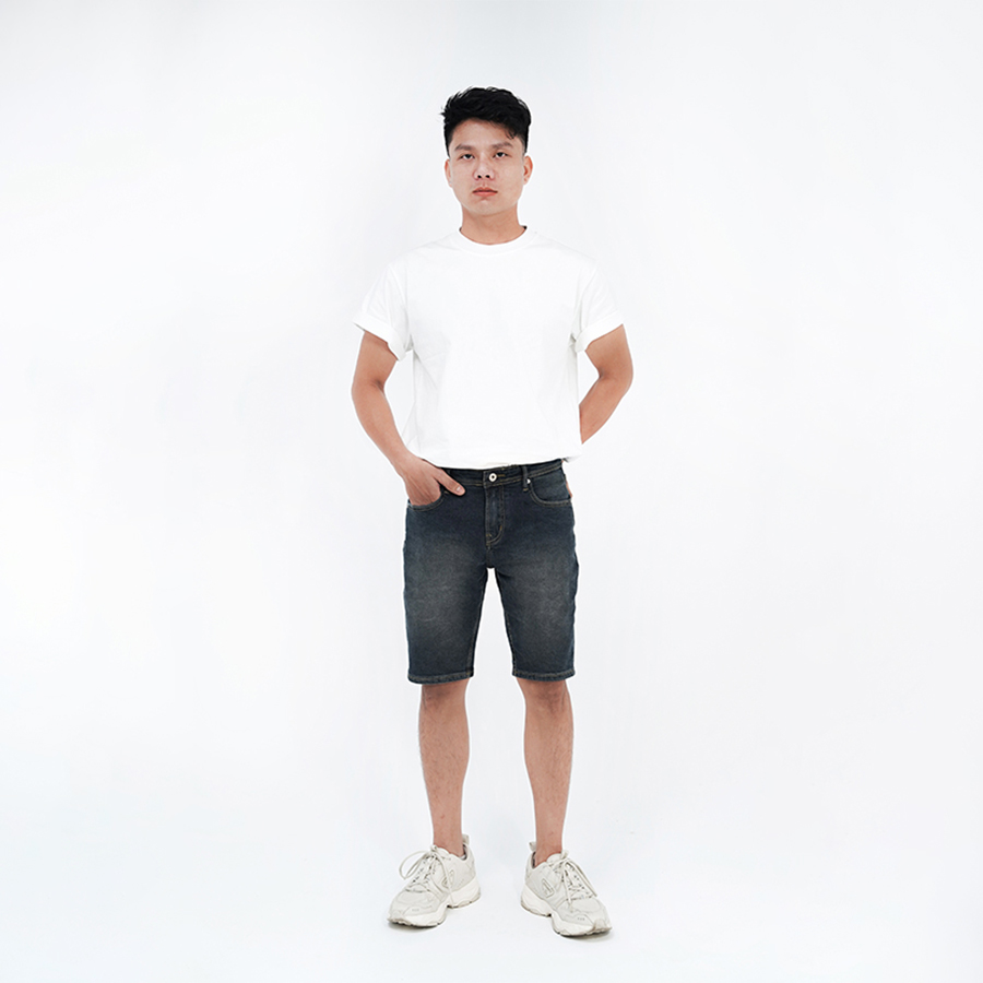 Quần Short Jeans Nam Cao Cấp HUNTER X-RAYS Form Slimfit Màu Xanh Đậm S31