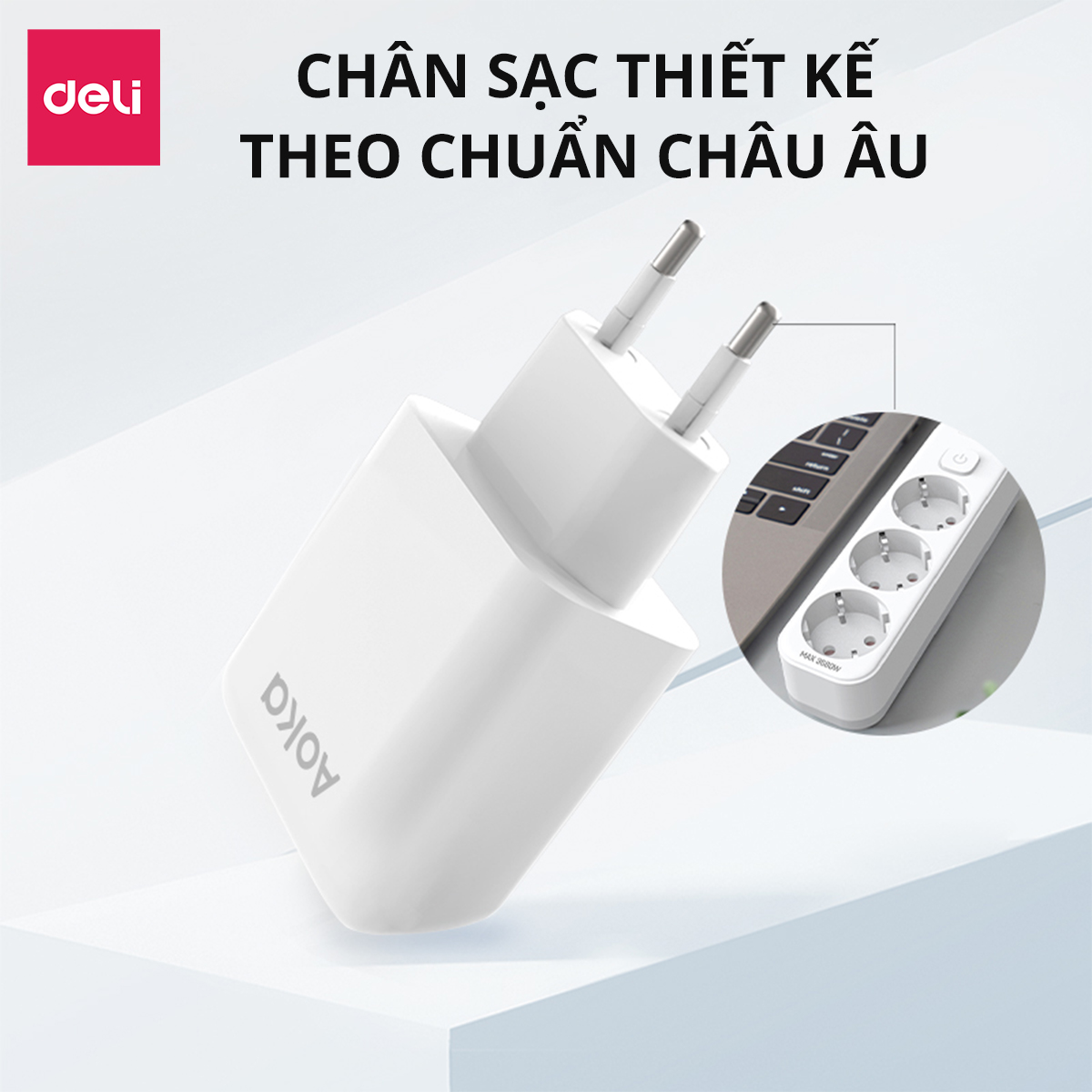 Củ Sạc Nhanh 2 Cổng AOKA by Deli 20W Sạc Nhanh Cho Điện Thoại - Siêu Bền Chống Nóng Chống Cháy Nổ hàng chính hãng