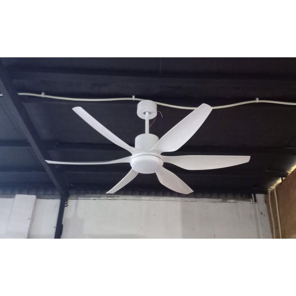 Quạt Trần 6 Cánh Trắng ABS nguyên nhân 5 tiêu chuẩn mức độ khuyến mãi Móc cao su đặc Treo Quạt Có Đèn LED, Có Điều khôn