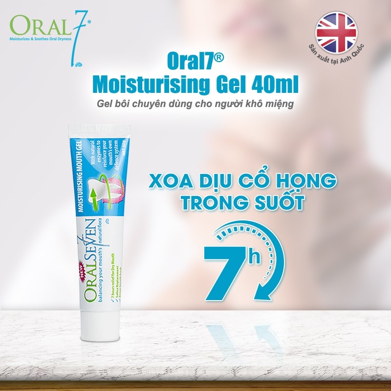 Gel tạo nước bọt nhân tạo chuyên dùng cho người khô miệng Oral7 Moisturising Gel 40ml