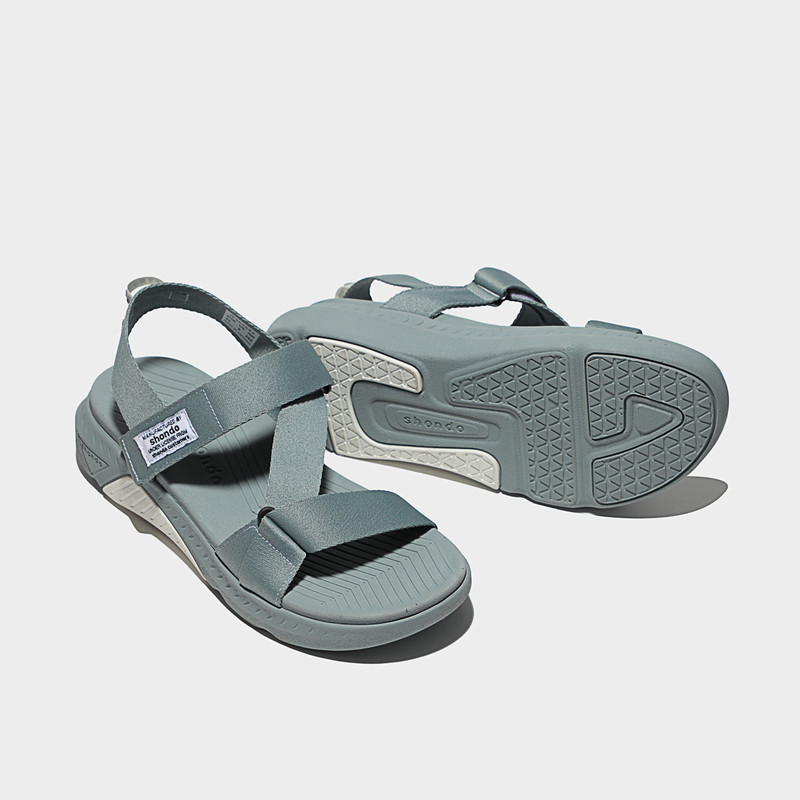 Giày Sandals Nam Shondo F7 Racing Đế Xám Phối Trắng Quai Xám F7R2121