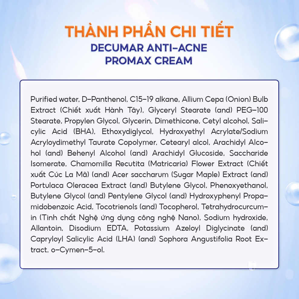 Kem Ngừa Mụn, Mờ Thâm,Ngừa Sẹo,Tái Tạo Da Decumar Anti-Acne Promax Cream 15g