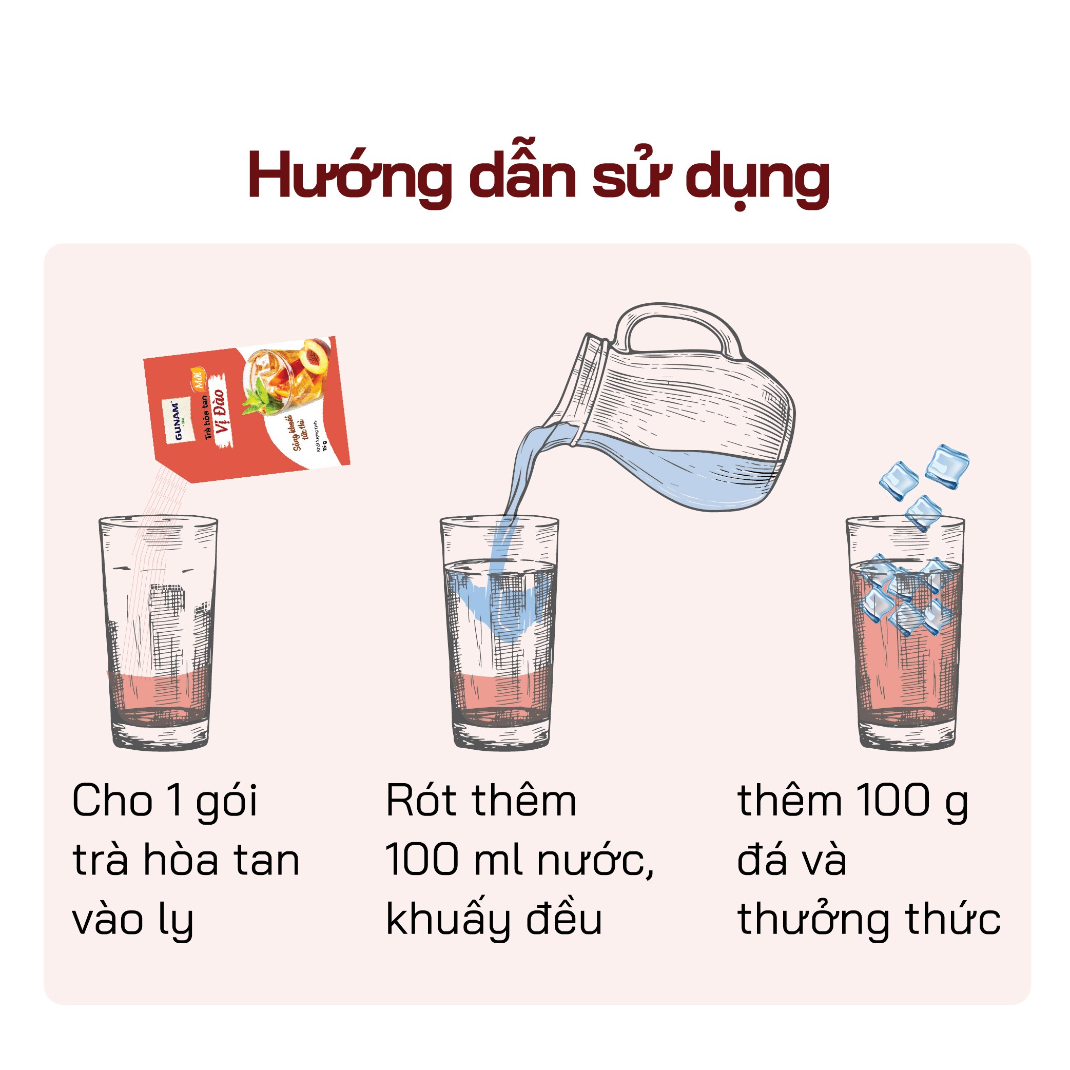 Hộp trà đào hòa tan GUNAM (16 gói x 15g)