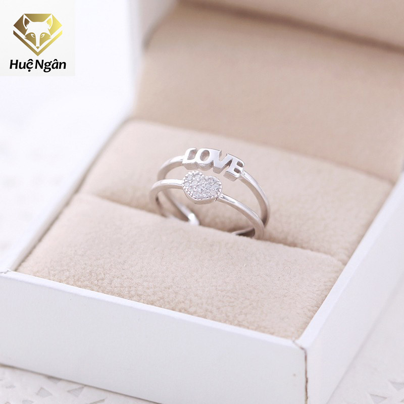 Nhẫn bạc nữ trang sức bạc Ý S925 Bạc Xinh Huệ Ngân - Trái tim tình yêu RR1302
