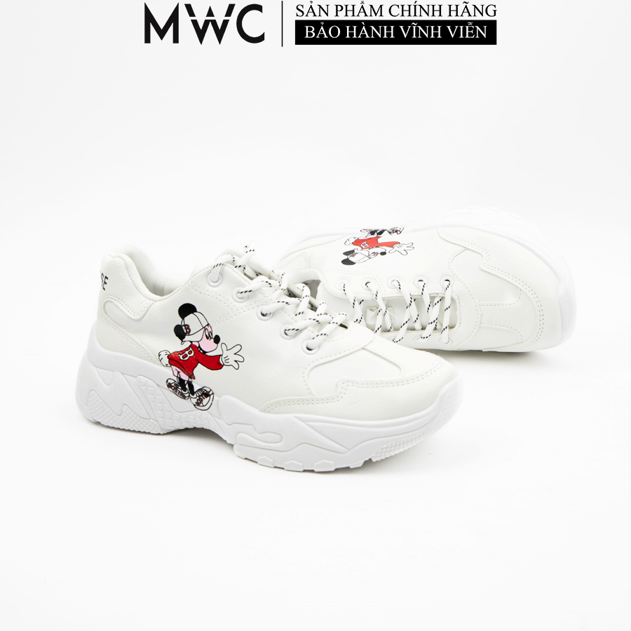 Giày Thể Thao Nữ MWC Sneaker In Hình Chuột Mikey Phong Cách Trẻ Trung Năng Động Màu Đen Kem B003