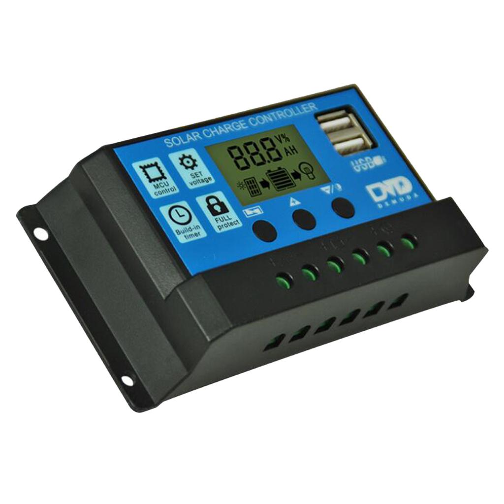 60A LCD PWM Solar Panel Battery Regulator Charge Controller Dual USB