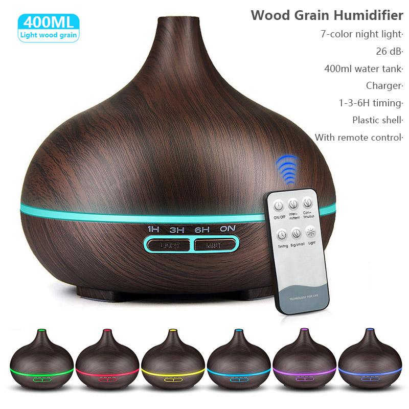 550Ml Tinh Máy Khuếch Tán Tinh Dầu Siêu Âm Thanh Máy Tạo Độ Ẩm Không Khí Với Hạt Gỗ Điện Đèn LED Nồi Cơm Điện Từ Hương Thơm Khuếch Tán Cho Gia Đình