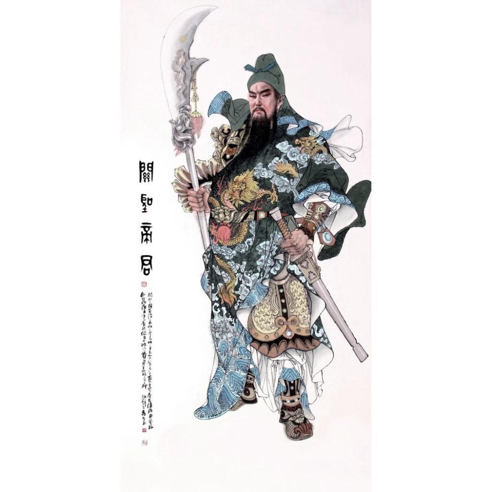 Tranh dán tường 3D phong thủy Quan công LunaTM-0088