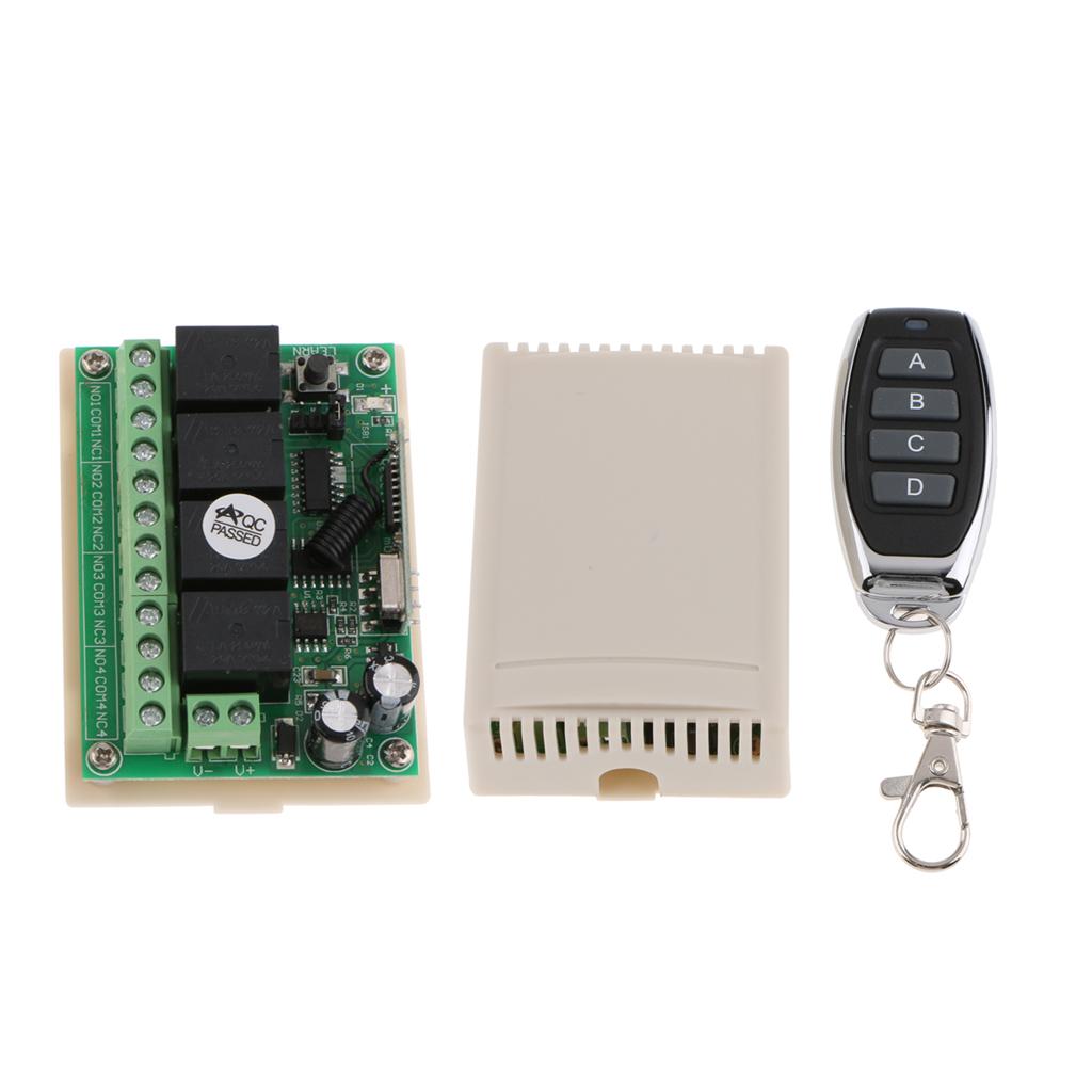 Wireless Remote Control Switch DC 12V 4CH Relay Receiver With RF Transmitter 4pcs Set