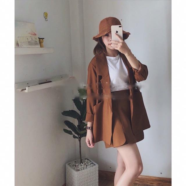 Áo Blazer không khuy &amp; quần váy