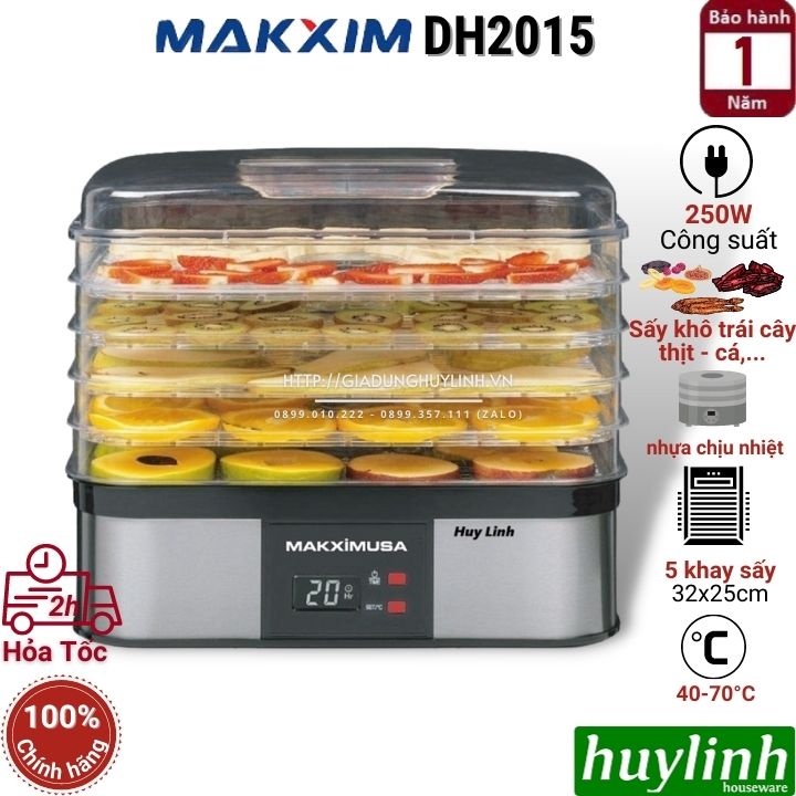 Máy sấy trái cây, hoa quả, thực phẩm Makxim DH2015 - Hàng chính hãng