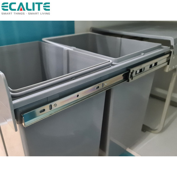 Thùng rác âm tủ Double Dustbin Ecalite EL-DUB20L - Hàng Chính Hãng