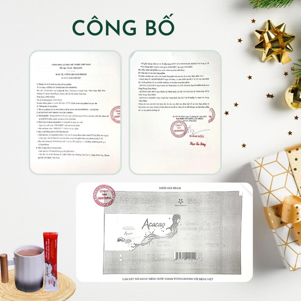 Bột cacao uống liền Có Đường ACACAO giàu dinh dưỡng-Chuẩn HACCP thùng 24 hộp 11 gói x 26g