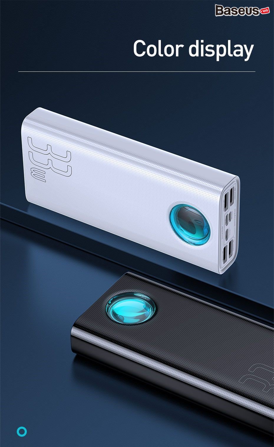 Pin dự phòng sạc nhanh Baseus Amblight LV529 30,000mAh (33W PD & QC3.0 , 4*Port USB+ Type C in/out, LED Display) - Hàng Chính Hãng