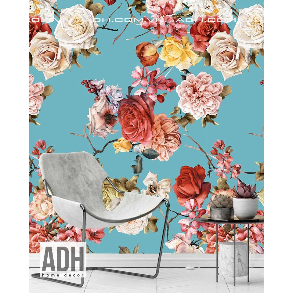 Decal dán tường hoa hồng trắng đỏ ADH191016