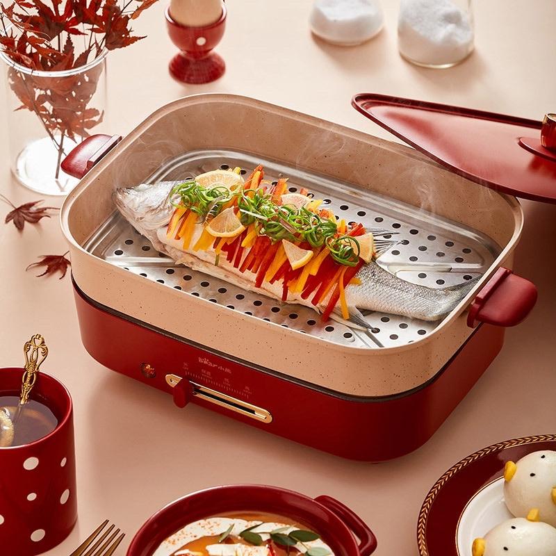 Bếp Điện Đa Năng Cao Cấp 3 Khay Tháo Rời DBC-C18N2 Màu Đỏ Full Bộ Bảo Hành 12 Tháng. SẢN PHẨM HOT