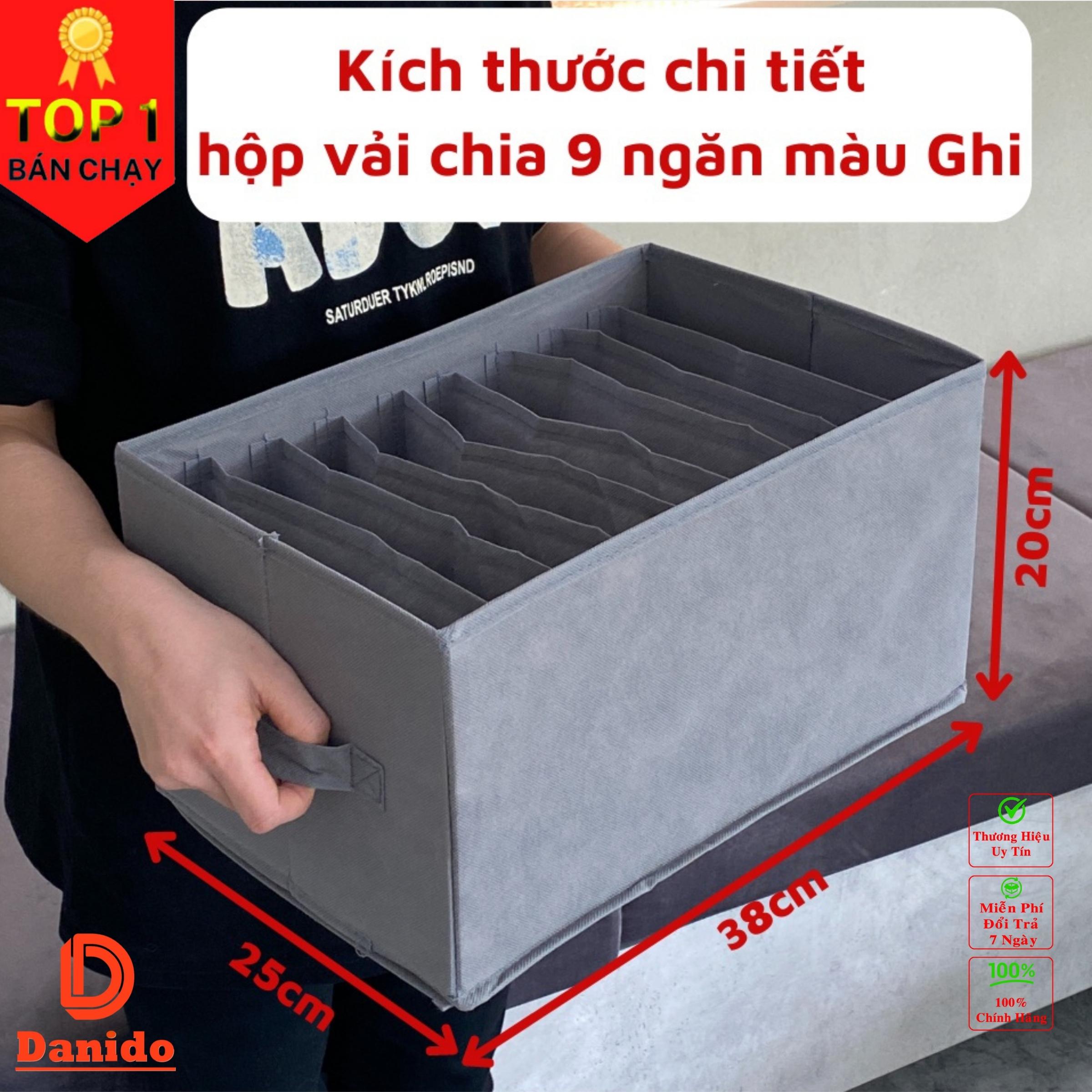 Hộp vải đựng đồ chia ngăn HQ4 - Hộp đựng quần áo chia 9 ngăn, 12 ngăn gấp gọn chính hãng