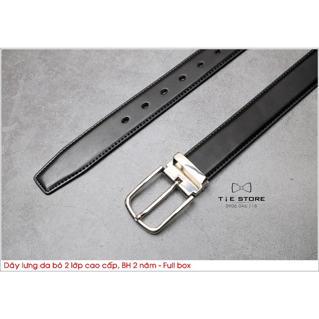 Thắt Lưng Nam Da bò 2 lớp, dây lưng công sở cao cấp BH 2 năm Full box - Khóa kim