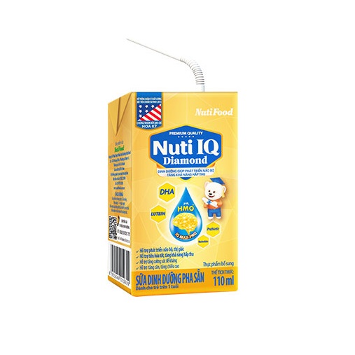2 Thùng Sữa Bột Pha Sẵn NUTI DIAMOND IQ 110ml - Dành cho trẻ từ 1 tuổi trở lên (48 Hộp x 110ml)
