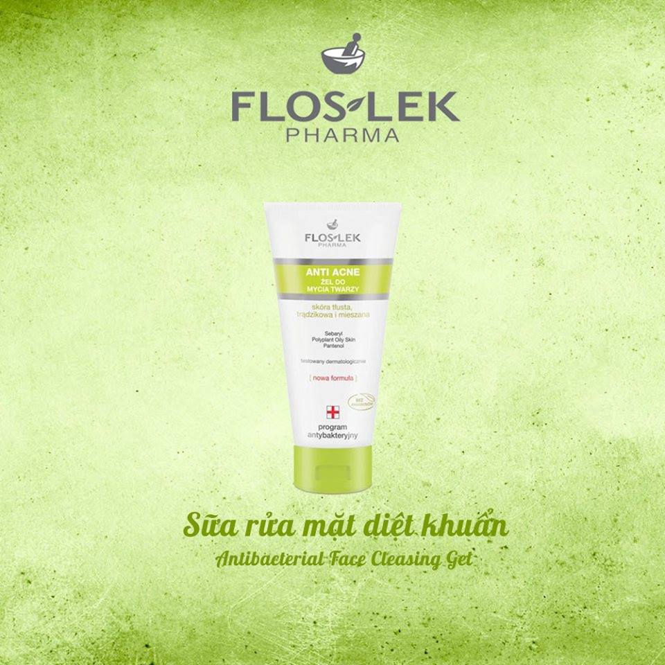 Floslek Sữa Rửa Mặt Dạng Gel Cho Da Nhờn Mụn Anti Acne Bacterial Face Cleansing Gel 125ml