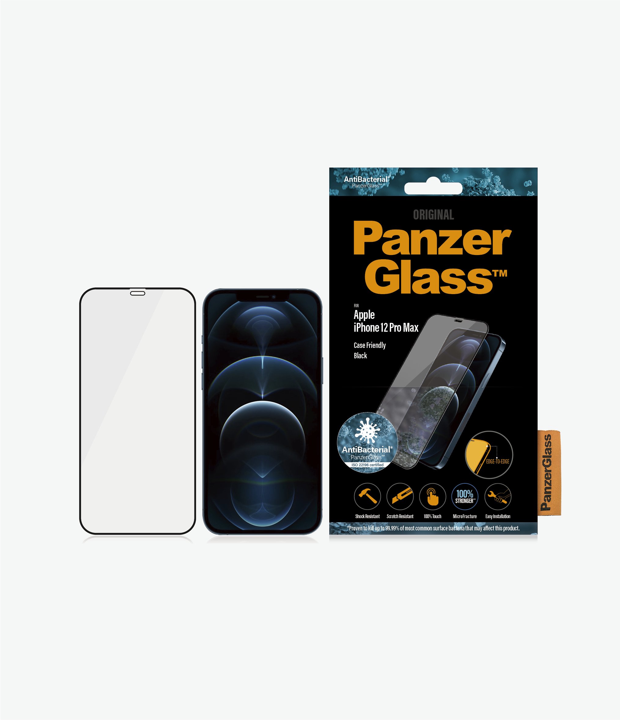 Kính Cường Lực Full Màn Hình PanzerGlass cho iPhone 12/12 Pro Max bảo vệ màn hình khỏi trầy xước và va đập hàng ngày. HÀNG CHÍNH HÃNG