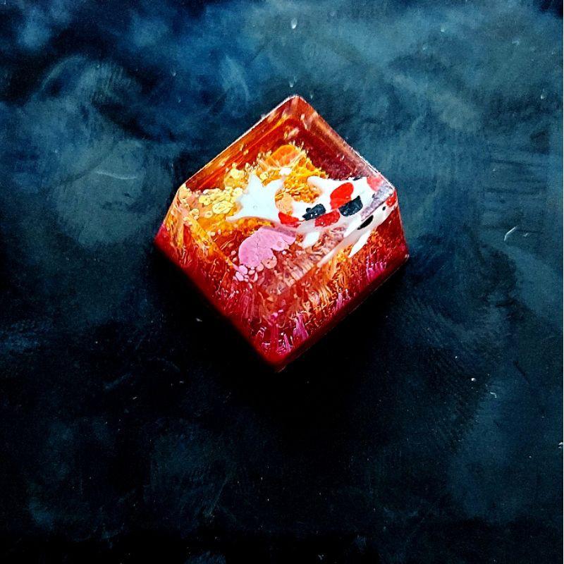 keycap cá koi tone đỏ vàng trang trí bàn phím cơ gaming