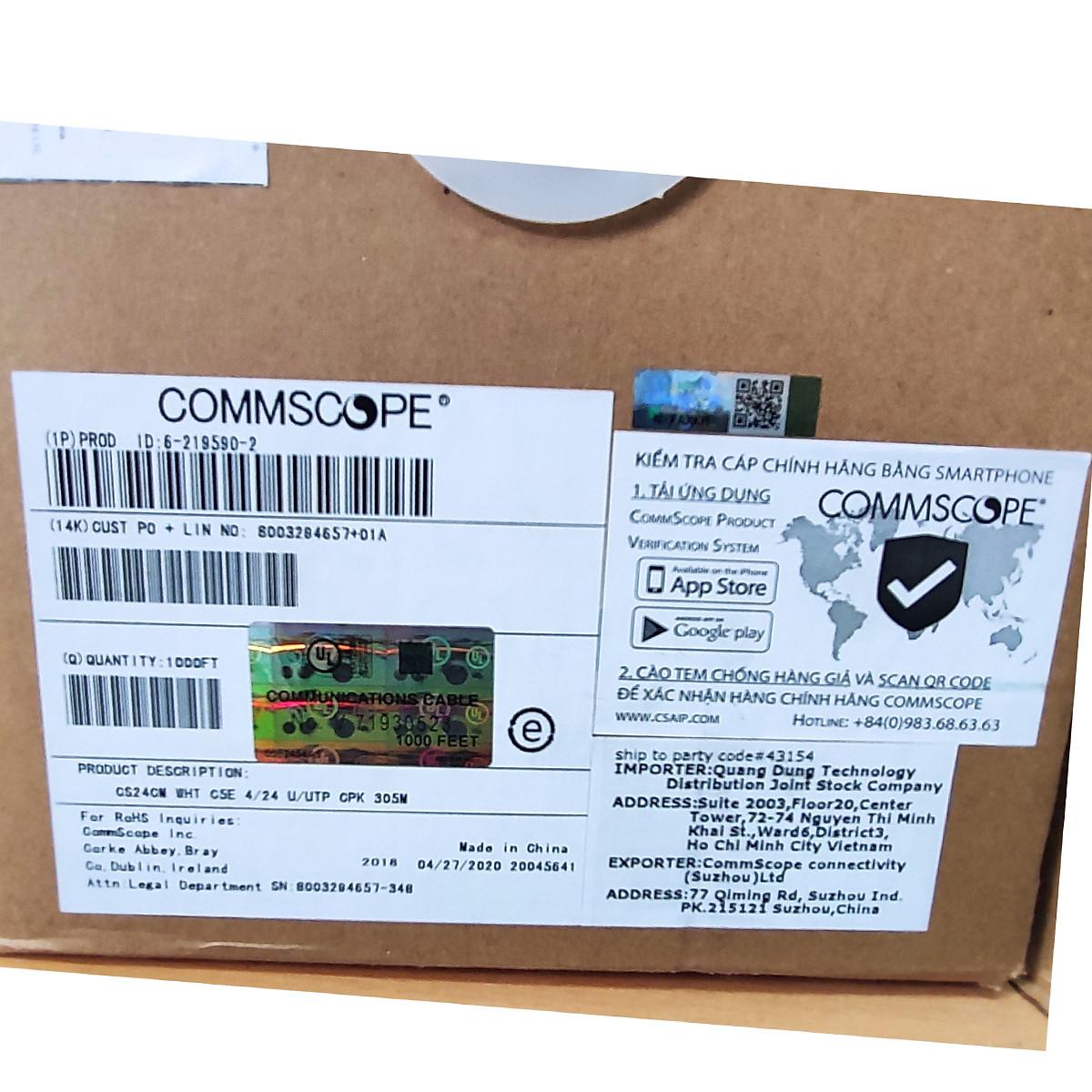 Cáp mạng Cat5e Commscope UTP  6219590-2 - HÀNG CHÍNH HÃNG