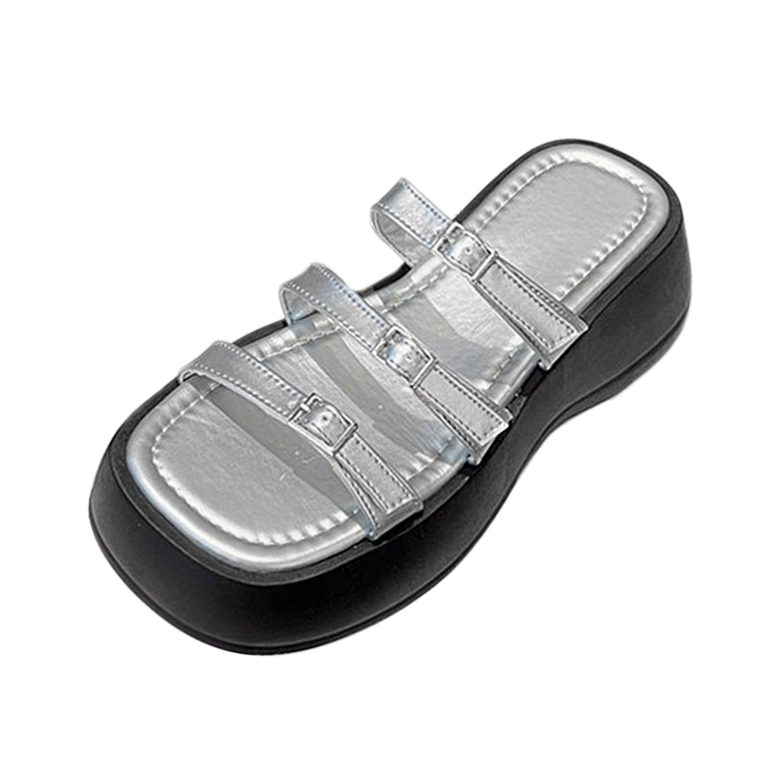 Women Platform Slide Sandals Slip on Sandals Versatile Anti Slip Open Toe Casual Trendy Summer Beach Shoes Platform Slippers for Pool Street