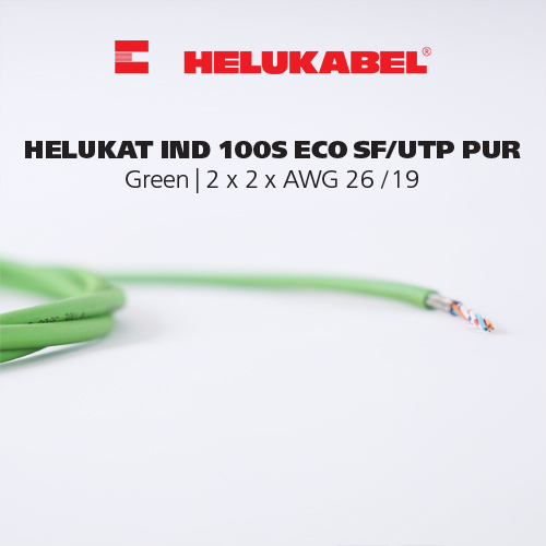 Dây cáp mạng Ethernet HELUKAT IND 100S ECO SF/UTP PUR | Green | 2 x 2 x AWG 26 /19