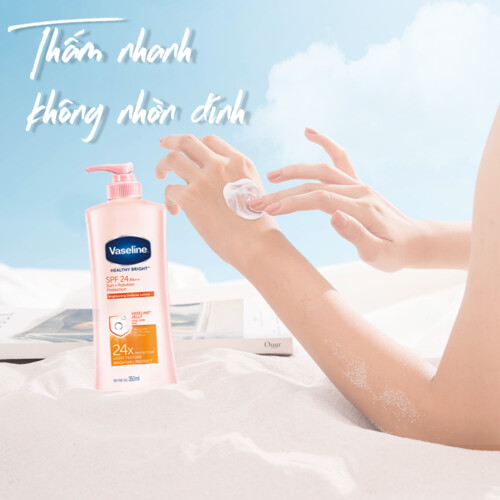 Combo 2 Sữa dưỡng thể chống nắng và dưỡng sáng SPF24 PA++VASELINE Healthy Bright Sun + Pollution Protection 350ML/chai