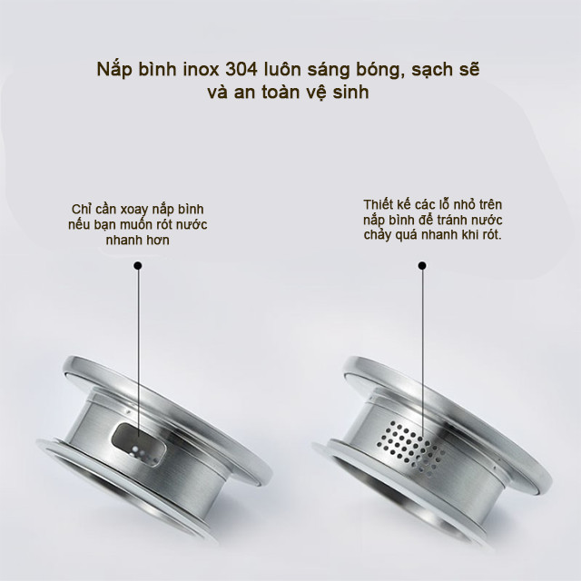 Bình nước thủy tinh nắp inox cao cấp LS12 dung tích 1500ml