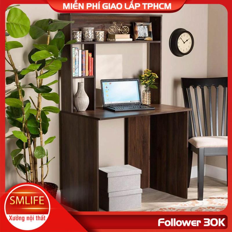 Bàn Học Sinh Bằng Gỗ Liền Giá Sách Đẹp SMLIFE Demando