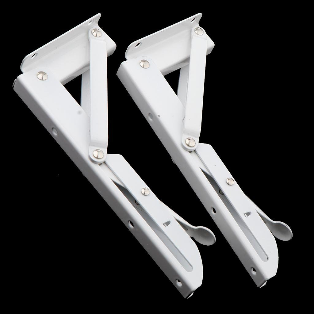 2Pcs Folding Movable White Shelf Bracket K Type Triangle Spring Steel Bracket Decorative Metal Shelf Brackets