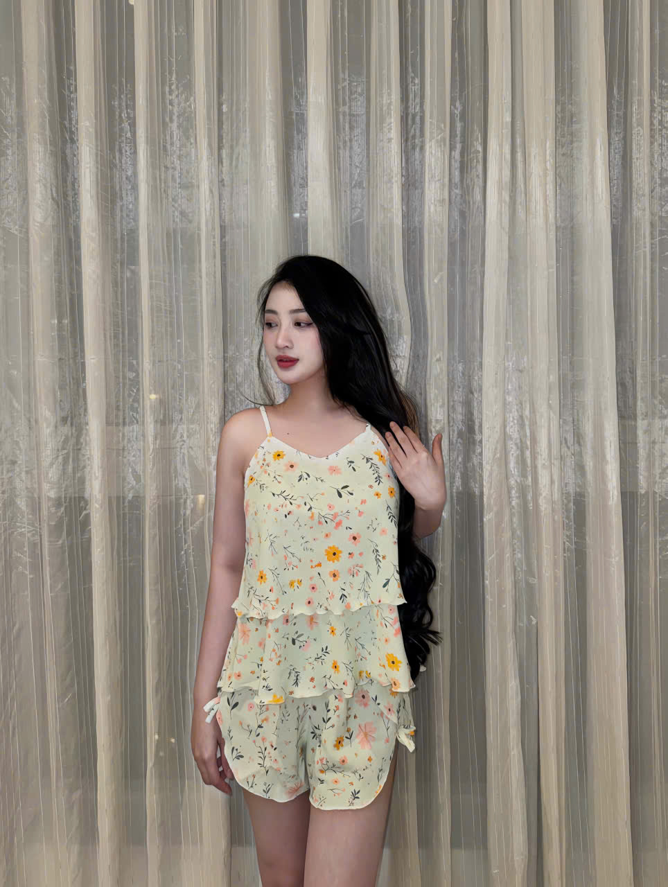 Đồ bộ dây sexy mặc nhà chất Mango cao cấp mát mịn họa tiết bông dễ thương Nourish NTBMN0026