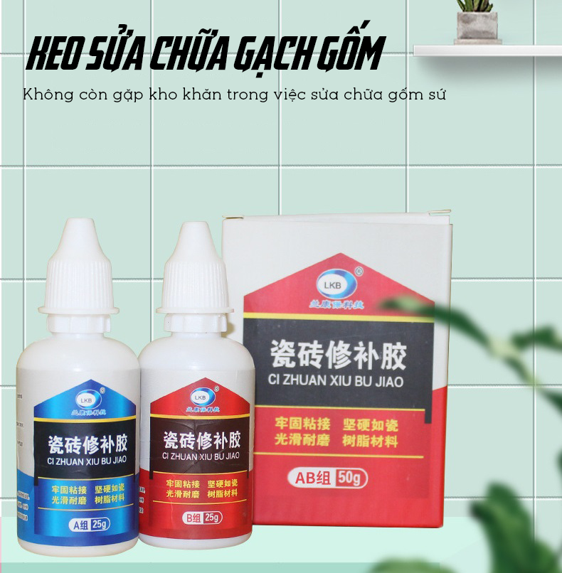 Bộ Đôi Keo Sửa Chữa Dán Gạch Men, Gốm Sứ Cao Cấp LKB - Hàng Nhập Khẩu